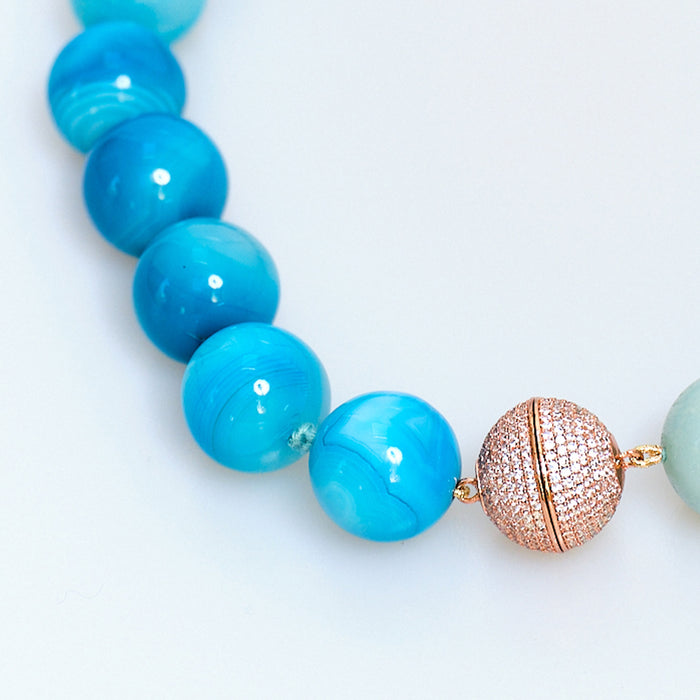 Discoball Amazonite and Agate Necklace