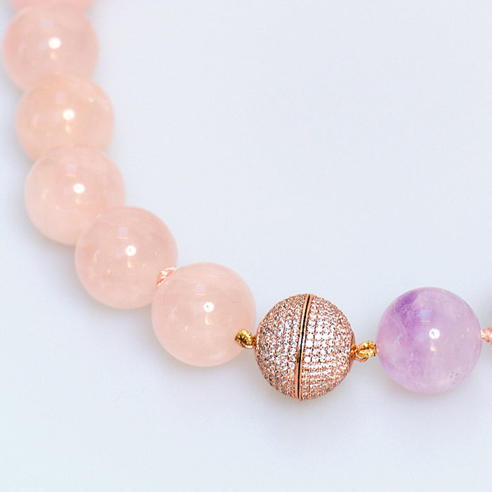 Discoball Amethyst and Rose Quartz Necklace