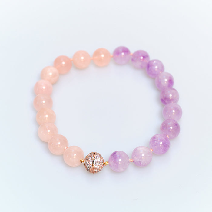 Discoball Amethyst and Rose Quartz Necklace