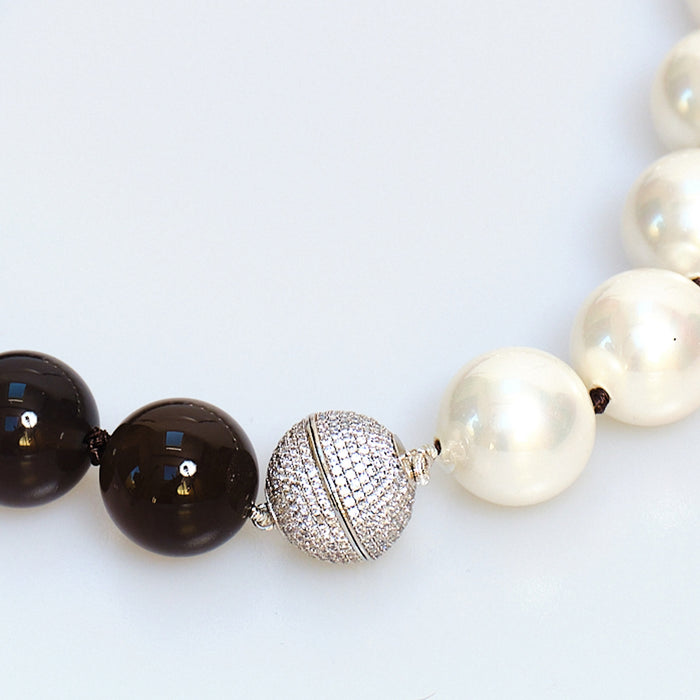 Discoball Onyx and Shell Pearl Necklace