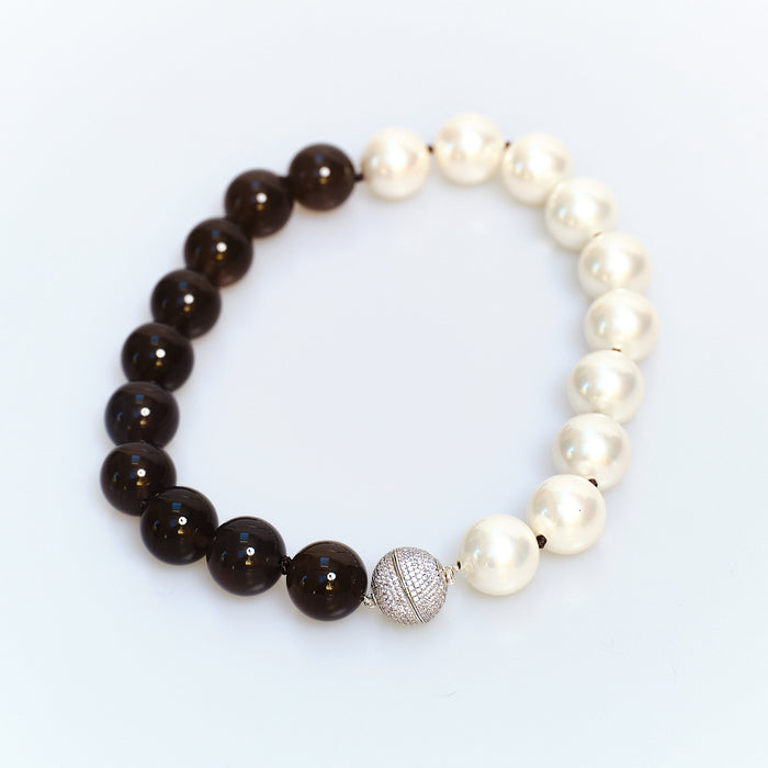 Discoball Onyx and Shell Pearl Necklace