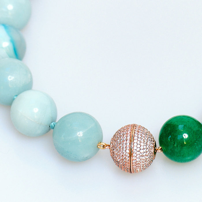 Discoball Amazonite and Jade Necklace