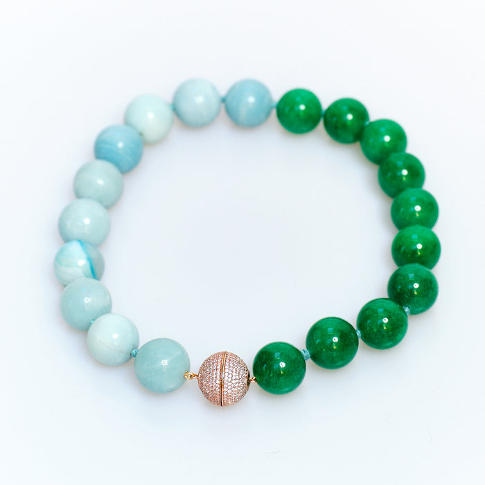 Discoball Amazonite and Jade Necklace