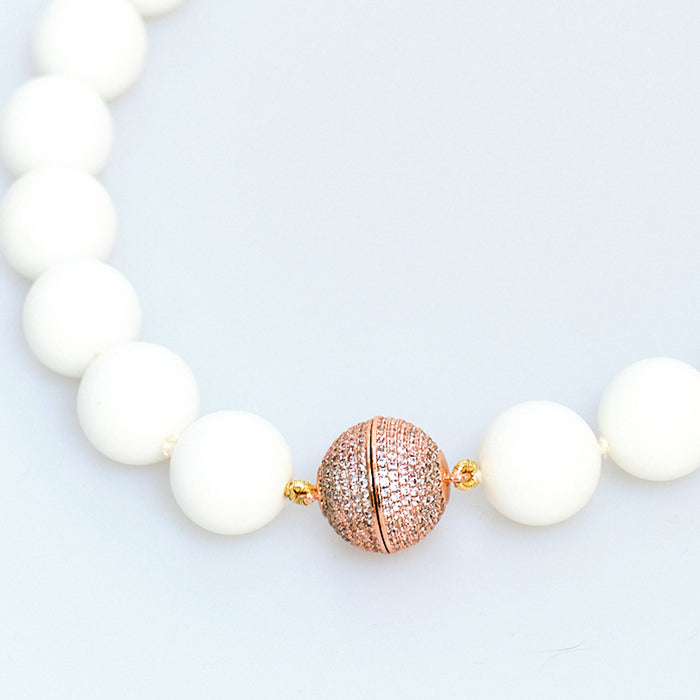 Discoball White Agate Necklace