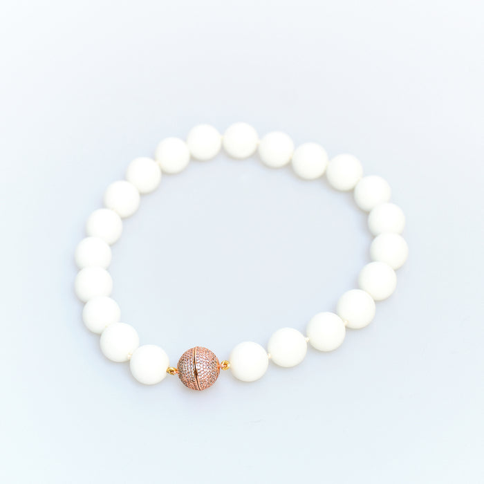 Discoball White Agate Necklace