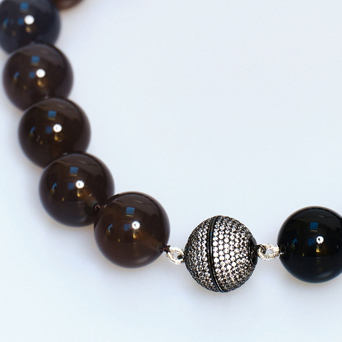 Discoball Onyx and Grey Agate Necklace