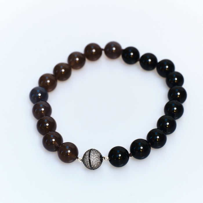Discoball Onyx and Grey Agate Necklace
