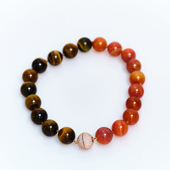 Discoball Tiger Eye and Agate Necklace
