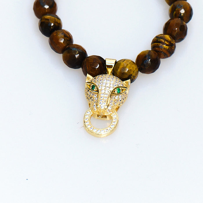Lucky Charm Panther Tiger’s Eye Bracelet