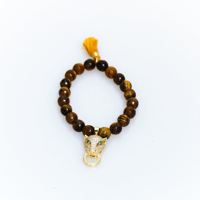 Lucky Charm Panther Tiger’s Eye Bracelet