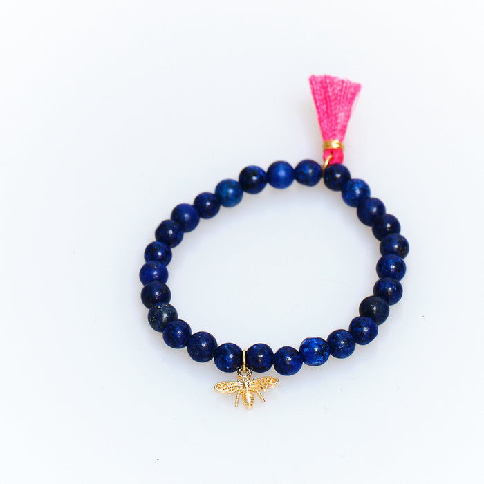 Lucky Charm Lapis Bee Bracelet