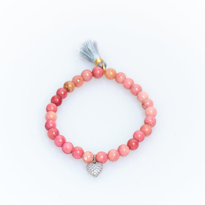 Lucky Charm Pink Coral Heart Bracelet