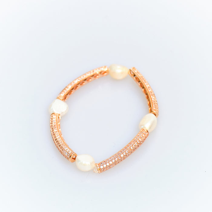 Candy Chic Pearl Bar Bracelet - Rose Gold