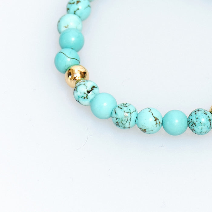 Candy Chic Turquoise Bead Bracelet - Gold