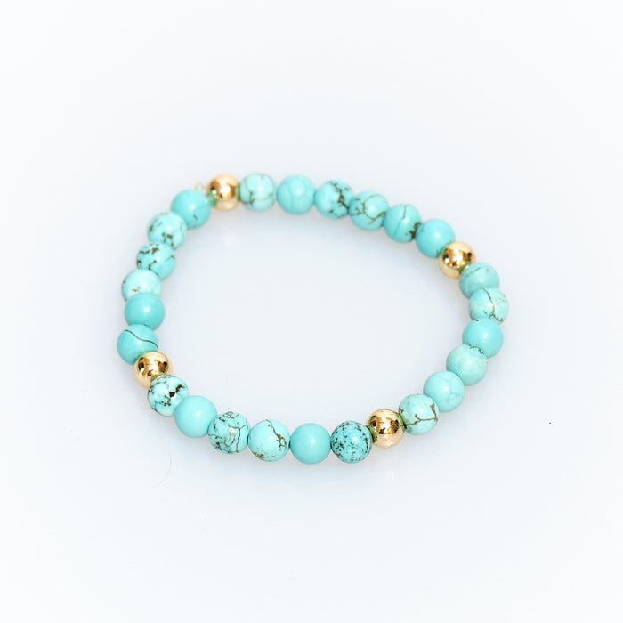 Candy Chic Turquoise Bead Bracelet - Gold