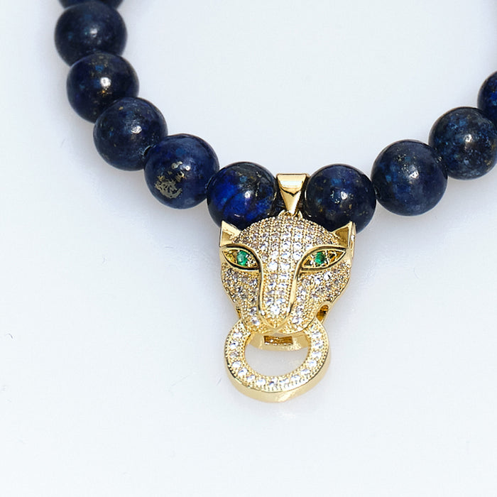 Lucky Charm Lapis Panther Bracelet