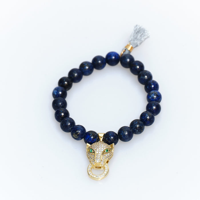 Lucky Charm Lapis Panther Bracelet