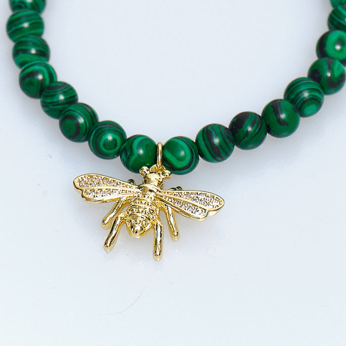 Lucky Charm Malachite Bee Bracelet
