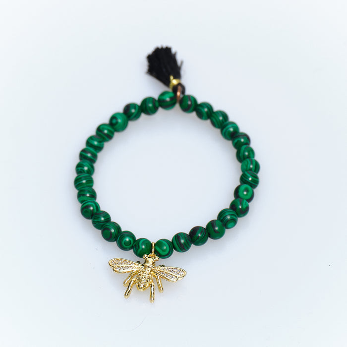Lucky Charm Malachite Bee Bracelet