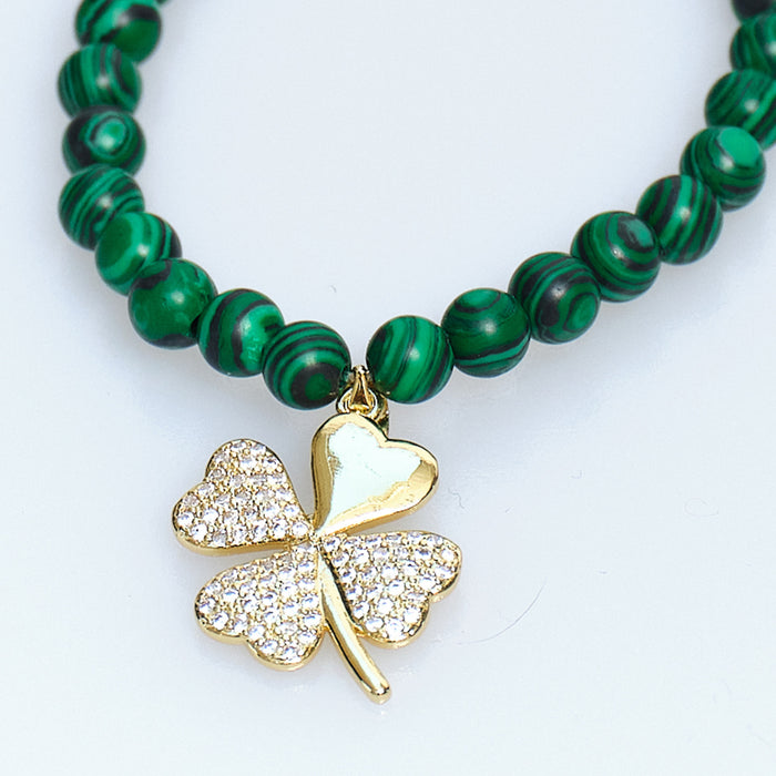Lucky Charm Malachite Clover Bracelet
