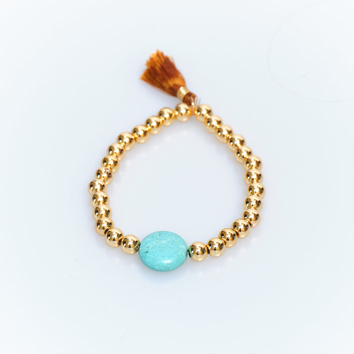 Sugar Pop Turquoise Gold Tassel Bracelet