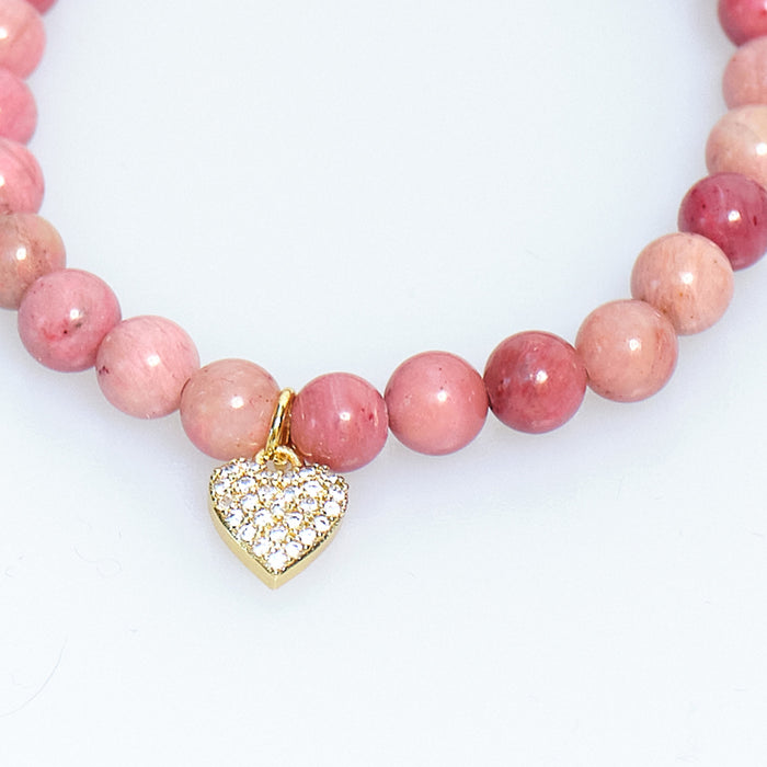 Lucky Charm Pink Coral Heart Bracelet