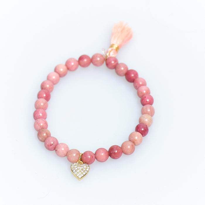 Lucky Charm Pink Coral Heart Bracelet