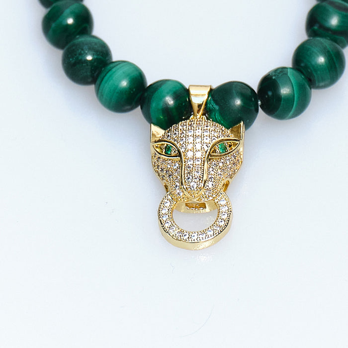 Lucky Charm Malachite Panther Bracelet