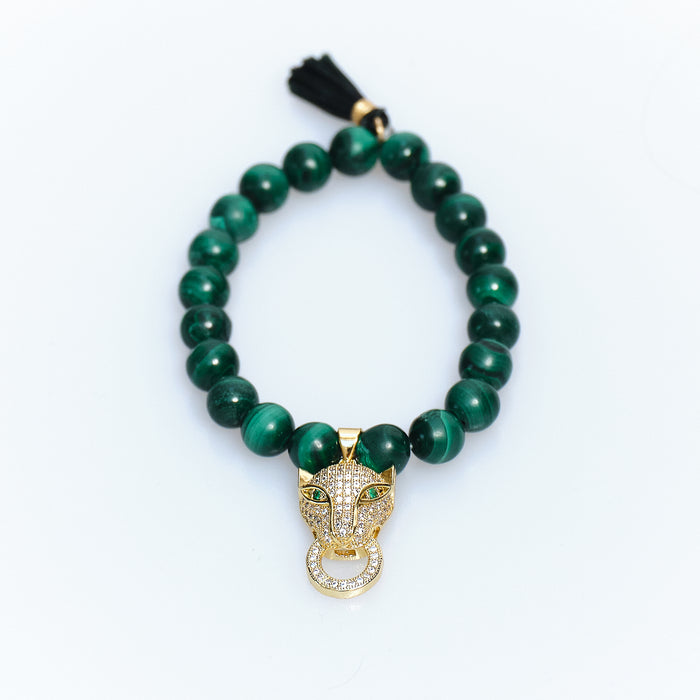 Lucky Charm Malachite Panther Bracelet