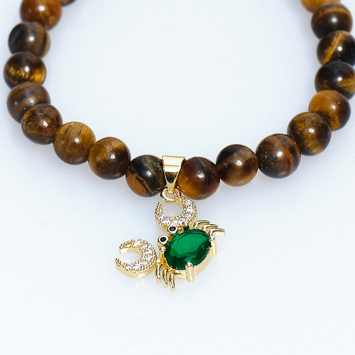 Lucky Charm Tiger’s Eye Crab Bracelet