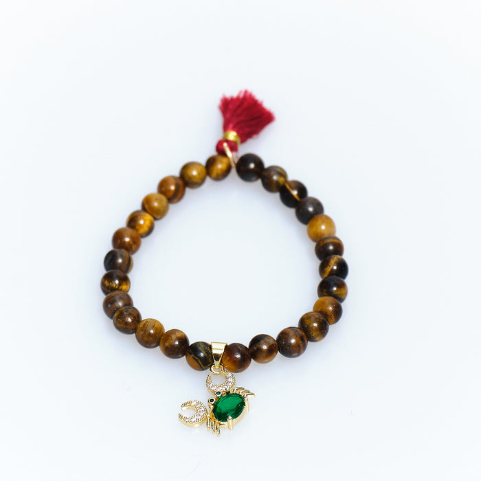 Lucky Charm Tiger’s Eye Crab Bracelet
