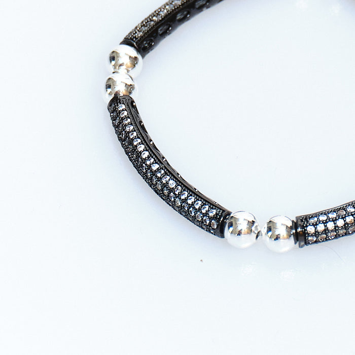 Candy Chic Pavé Bar Bracelet - Black & Silver