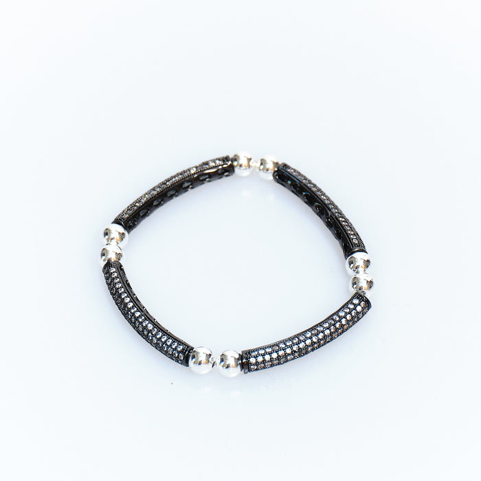 Candy Chic Pavé Bar Bracelet - Black & Silver