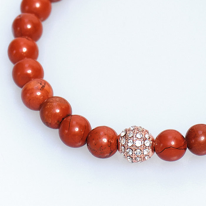 Discoball Red Coral Bracelet