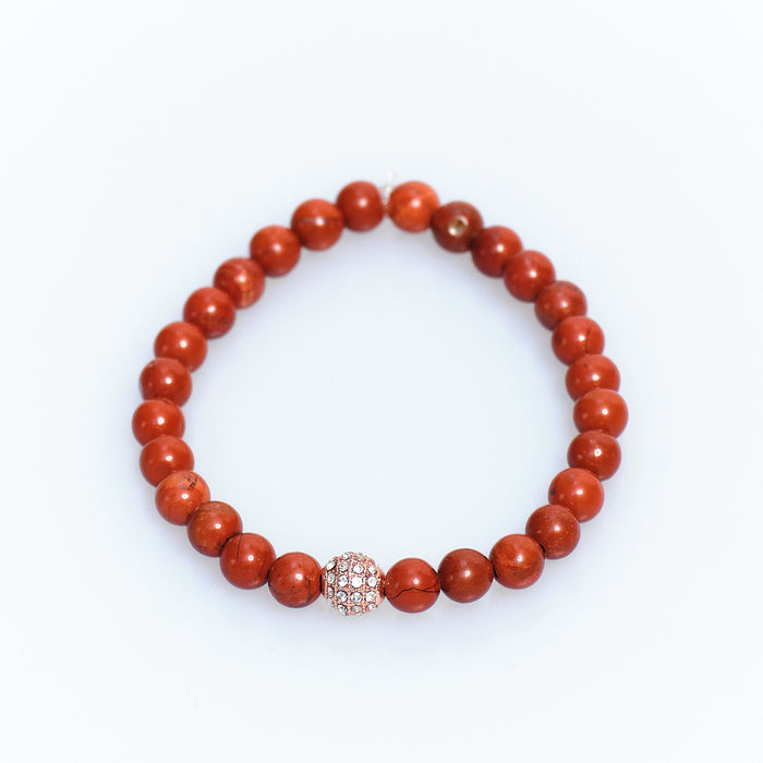 Discoball Red Coral Bracelet