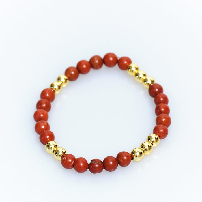 Candy Chic Red Jasper Bracelet - Gold