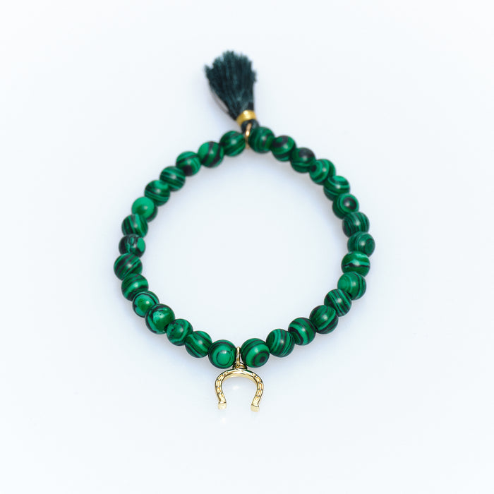 Lucky Charm Malachite Horseshoe Bracelet