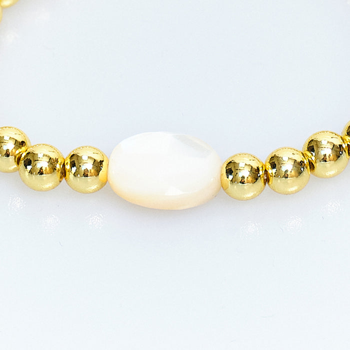 Sugar Pop Mother-of-Pearl Gold Bead Bracelet