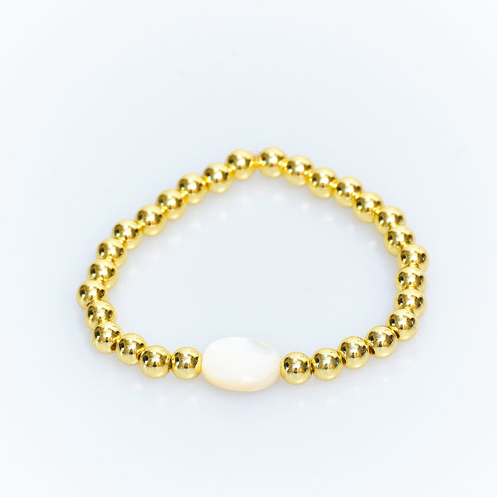 Sugar Pop Mother-of-Pearl Gold Bead Bracelet