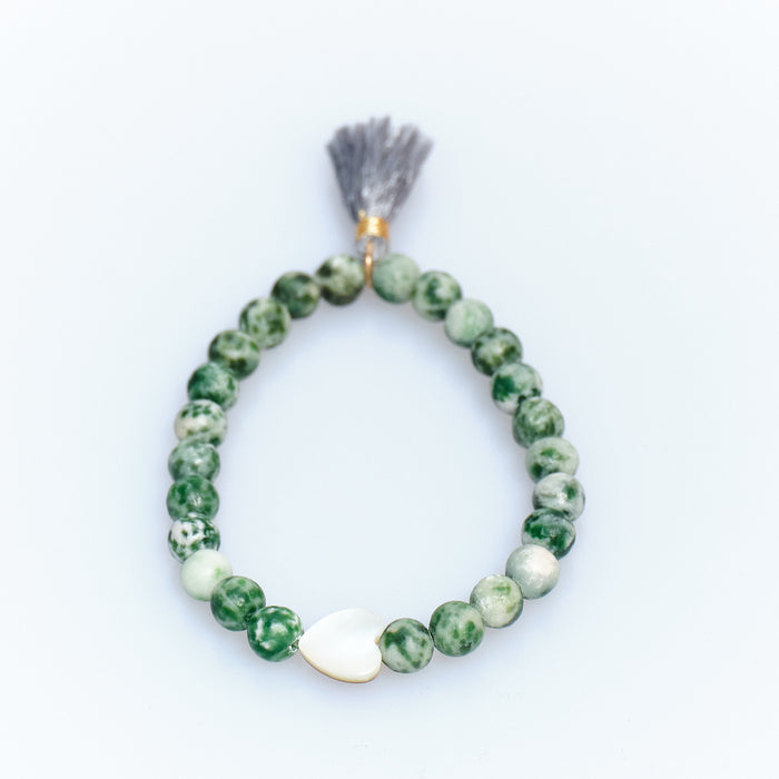 Sugar Pop Green Jade Heart Bracelet