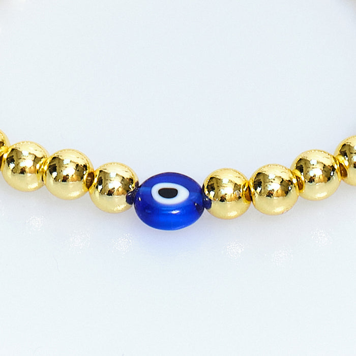 Sugar Pop Evil Eye Gold Bead Bracelet