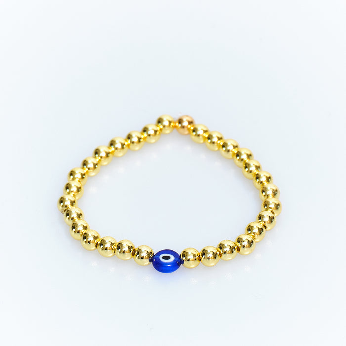 Sugar Pop Evil Eye Gold Bead Bracelet