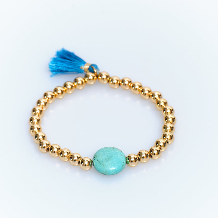Sugar Pop Turquoise Gold Bead Bracelet