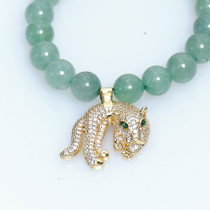 Lucky Charm Green Aventurine Leopard Bracelet