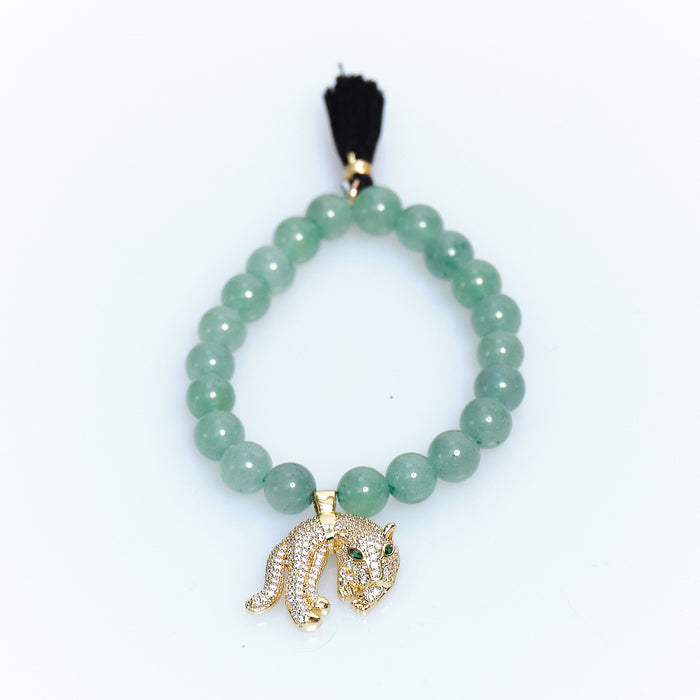 Lucky Charm Green Aventurine Leopard Bracelet