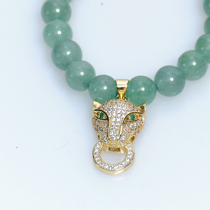 Lucky Charm Green Aventurine Panther Bracelet