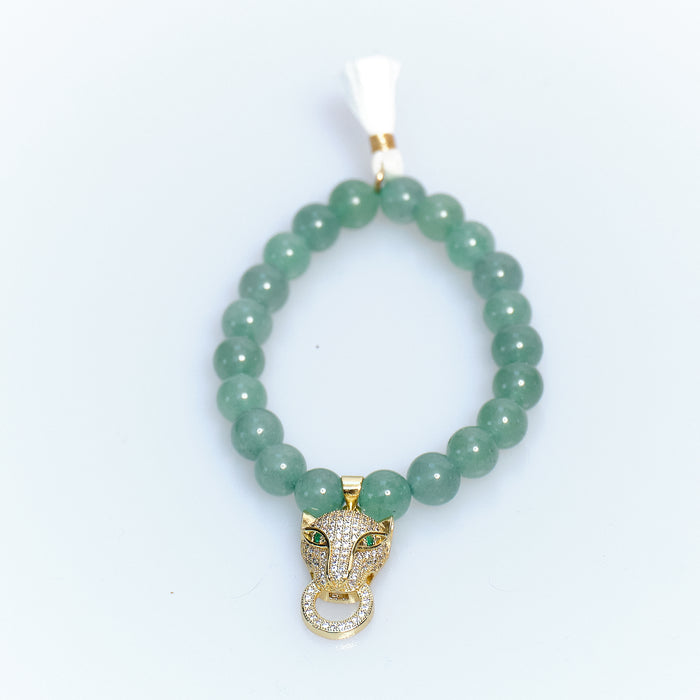 Lucky Charm Green Aventurine Panther Bracelet