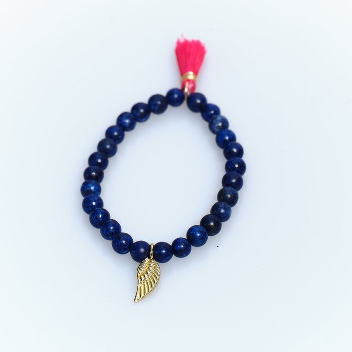 Lucky Charm Lapis Lazuli Angel Wing Bracelet