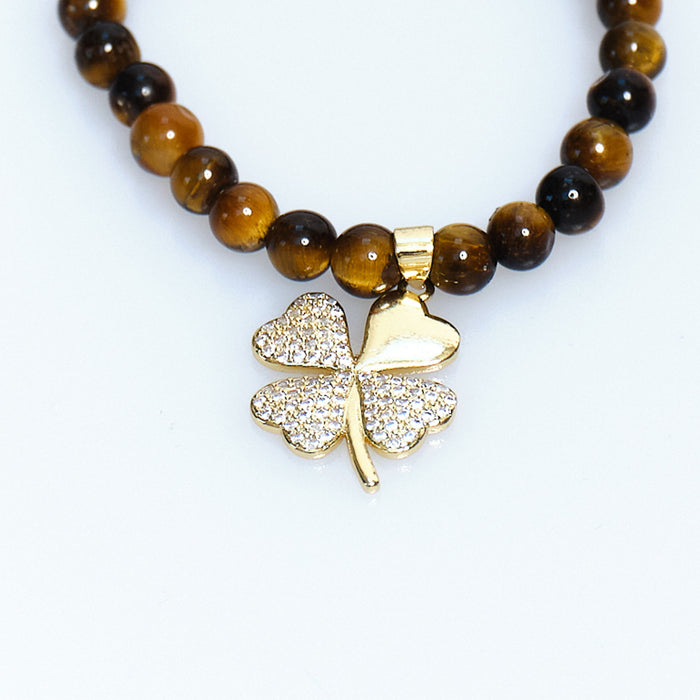 Lucky Charm Tiger’s Eye Clover Bracelet