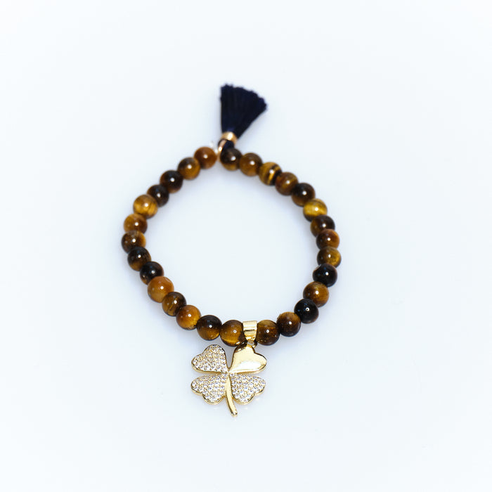 Lucky Charm Tiger’s Eye Clover Bracelet